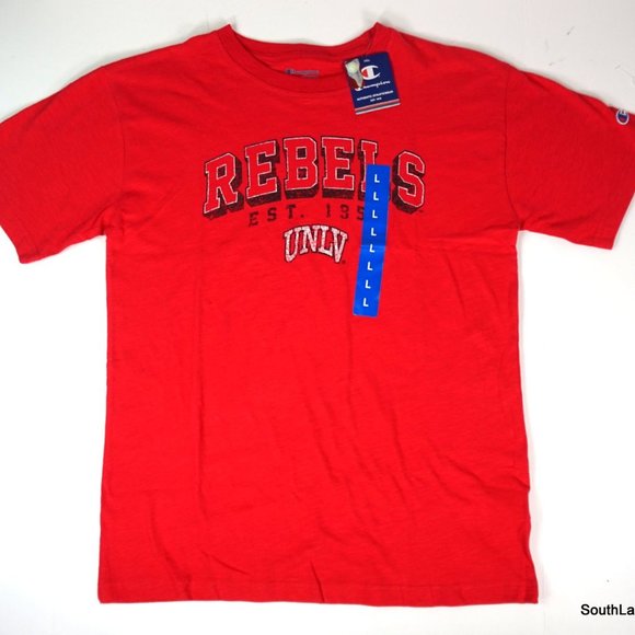 NEW Mens CHAMPION UNLV Red Short Sleeve Crew NCAA Shirt L Large
